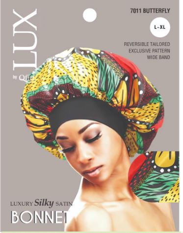 QFITT LUX Silky Satin Bonnet X-Large Pattern butterfly